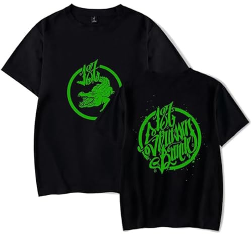 QNMGUN 187 Strassenbande Round Neck Short Sleeve T-Shirts, Street Style Tops for Men and Women,Schwarz,M