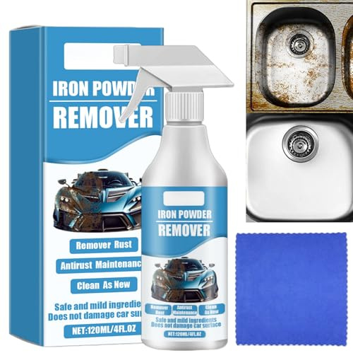 120ml Car Rust&Iron Particle Remover Spray,Iron Spray Rust Remover Gel Metal,Fast-Acting Metal Surface Cleaner,Car Wheel Iron Remover&Cleaner Spr/ay,Powerful Rust Dissolver&Stain Cleaner for C/ar