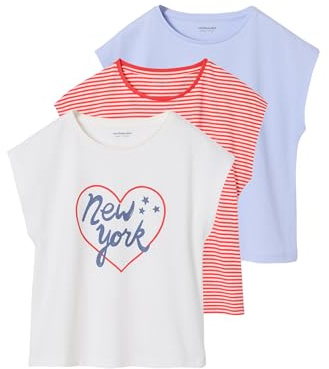Vertbaudet 3er-Pack Mädchen T-Shirts Basic hellblau 140
