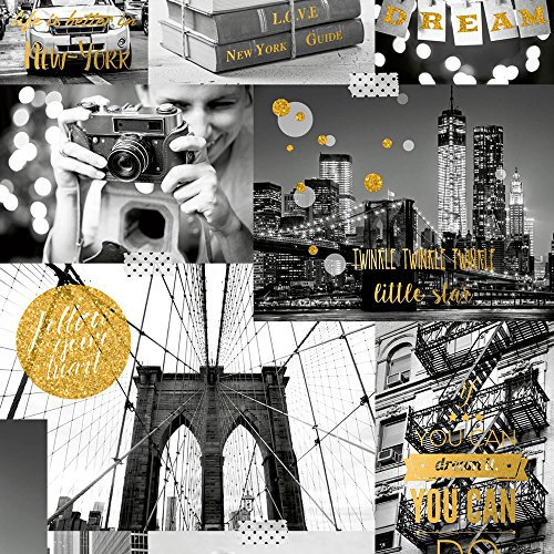Muriva L31002 Bright Lights Big City Wallpaper - Gold