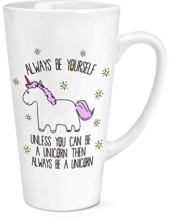Lila Unicorn Always Be Yourself 17oz Large Latte Mug Cup