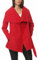 Malito Damen Mantel kurz mit Wasserfall-Schnitt | Trenchcoat mit Gürtel | weicher Dufflecoat | Parka - Jacke 3041 (rot)