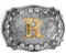 LKMY Herren Gürtelschnalle Buchstabe mit echter Goldauflage Western Buckle,English Letter Belt Buckle A~Z (R)