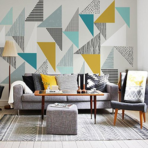 Poowef 3D Wallpaper fond D' Plat Mur À L'Arrière-Plan Géométrique Moderne Salon Papier Peint De Style Scandinave Minimaliste Peinture Murale Mur Vidéos Transparente Chiffon