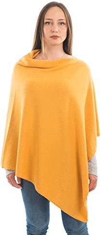 DALLE PIANE CASHMERE - Poncho en cachemire mélange - Made in Italy - Femme, Couleur: Jaune, Taille unique