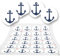 Aufkleber Anker, 24er Set: Maritime Sticker, Deko Sommer, Meer & Strand, Aufkleber Maritim, Dekoration für Karten, Geschenke & Party, Dekosticker Klein, Maritimdeko, Schiffsanker, Weiß/Blau, Ø 4 cm