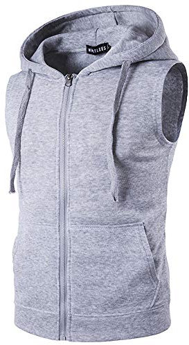 WSLCN - Gilet da uomo con cerniera grigio chiaro S