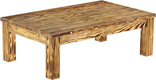 Brasilmöbel Couchtisch Rio Classico 120x73 cm Pinie geflammt Wohnzimmertisch Holz Tisch Pinie Massivholz Stubentisch Beistelltisch Echtholz Größe und Farbe wählbar