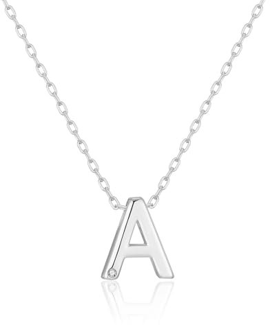 Philip Jones Initial Necklace Letter A Created with Zircondia® Crystals