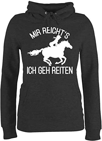 Pullover Damen Hoodie Frauen - Pferde - Mir reicht's ich GEH Reiten - M - Anthrazit meliert - pferdepullover reitoberteil pferdeliebhaber Pony Hoody reitpulli pferdepulloverdamen sprüche Pferd