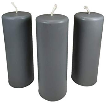 NKlaus 3x Stumpenkerzen rustikal Höhe 95mm Ø34mm aus Bienenwachs Tropfkerzen grau 36364