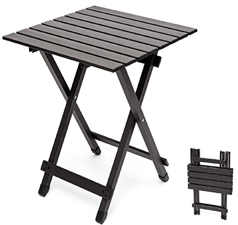 SUNNYFEEL Aluminium Folding Camping Table, Compact Lightweight Picnic Tables, Side End Table, Snack Table for Cooking,Beach,Hiking,Travel,Fishing, BBQ,Indoor Outdoor(Dark Brown)
