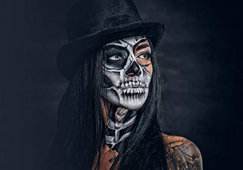 wandmotiv24 Fototapete Frau Portrait Totenkopf, M 250 x 175 cm - 5 Teile, Wanddeko, Wandbild, Wandtapete, Mexiko Tattoo Indianer M6508