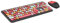 Set di tastiera e mouse wireless, layout compatto, formato standard, 2,4 GHz, retro con tastiera numerica e mouse ergonomico, per computer, laptop, Mac Windows XP/7/8/10 (44,5 x 12,7 x 6,0 cm, rosso)