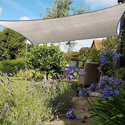 Green Bay Sun Shade Sail Square HDPE Breathable UV Block Sunscreen Awning Canopy Grey with Free Rope 5x5m