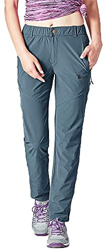 donhobo Damen Outdoorhose Winddicht Wasserabweisend Wanderhose Sommer Schnell Trockend Camping Funktionshose Trekkinghose (Grau blau,XL)