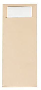 Mank Bestecktasche 85 x 200 mm, mit 2-lagiger Tissue-Serviette in Weiß, Besteckhülle, Besteckbeutel in verschiedenen Farben (Naturbraun, 100)