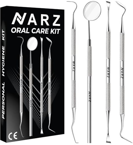 NARZ Plaque Remover for Teeth Cleaning Tool 4 Pcs Dental Tooth Cleaner Kit Stainless Steel Tartar Remover Dental Tools for Men Women Kids and Pet Care