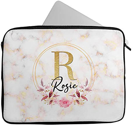 Novelty Things Personalised Any Name Marble Design Laptop Case Sleeve Tablet Bag Chromebook Gift 234 (16-17 inch)