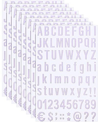 Kit de 8 Hojas de Números Letras de Vinilo Autoadhesivo, Pegatina de Números para Buzón, Letrero, Ventana, Puerta, Coche, Camión, Hogar, Negocio, Dirección (Blanco, 1/2 Pulgadas)