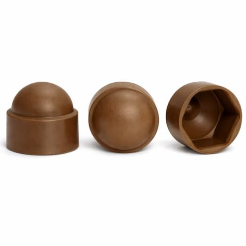 A07B/2 - Tappi di protezione per dadi e bulloni, in plastica, M6 (chiave da 10 mm), confezione da 20, colore: marrone