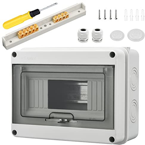 Verteilerkasten Aufputz IP65 Feuchtraum Gehäuse, 5 Module Aufputzverteiler Sicherungskasten Aufputz Verteilerkasten Kleinverteiler Tür Transparent, für Garten Oder Außenbereichen, Weiß