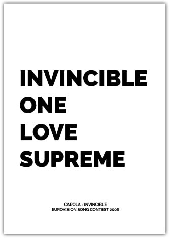 NORDIC WORDS Premium Poster Carola - Invincible | 40x50cm, weiß/schwarz, seidenmattes Premiumpapier, Qualitätsfarben | Melodi Grand, Prix Eurovison, Melodifestvalen | Musikposter im Skandistyle