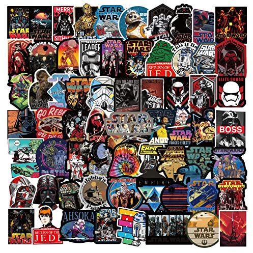 100 Stück Star Wars Aufkleber für Kinder Jungen Teenager Erwachsene Vinyl wasserdicht Star Wars Aufkleber für Wasserflaschen Laptop Skateboard Auto Stoßstange Fahrrad Motorrad Helm Schlafzimmer Wand