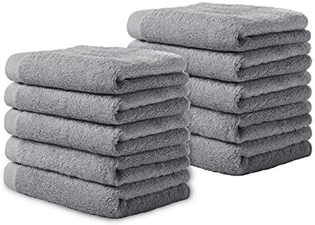 Yoofoss Baby Waschlappen 10 Stück 25x25cm Handtücher Weich Waschtücher Kleine Tücher Multifunktion Bambusfaser Gesichtstücher für Säuglinge Kinder Grau