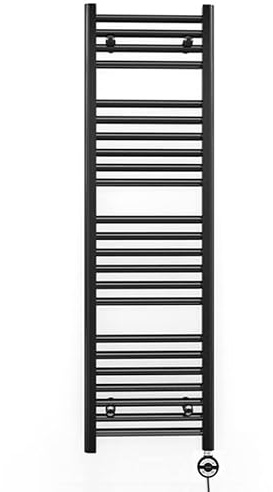 300mm Wide Black Electric Bathroom Heated Towel Rail Thermostatic Warmer Radiator Precise Control (300 x 1200 mm (BTU: 1539))
