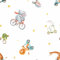 decomonkey Fototapete selbstklebend Kinder Kinderzimmer Tapetenrolle 10 m Tapete Vliestapete Deko Panel Modern Design Wanddeko Wandtapete | Abstrakt Kaninchen Fahrrad Löwe Elefant