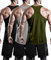 Holure 3er Pack Tank Top Herren, Achselshirts Sport Ärmelloses Shirt Unterhemd Fitness Sleeveless T-Shirt für Training Fitness Bodybuilding Vest Schwarz/Grau/Grün L