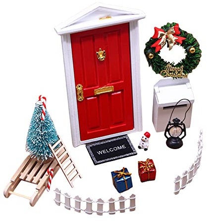 LICHENGTAI Wichteltür Zubehör Set Weihnachten Weihnachtsdeko, Weihnachtswichtel Zubehör Miniatur Elfentür Wichtel Zubehör Innen Garten Wichteltür Zubehör Set Miniatur Puppenhaus Deko für Weihnachten