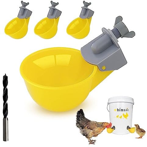 Chicken Water Cups (4 Pack), Automatic Chicken Waterer, Anti-Leak System, Holds 50% More Water, Suitable For Chicks, Chicken, Duck, Quail, Turkey