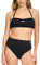 PUMA Damen Geripptes Bandeau-Bikini-Set, Schwarz, Medium