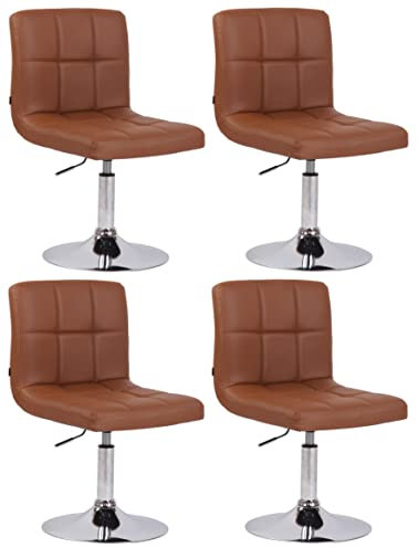 CLP 4er Set Drehstühle Palma V2 Mit Hochwertiger Polsterung Und Kunstlederbezug I Drehbare Höhenverstellbare Esszimmerstühle, Farbe:Hellbraun