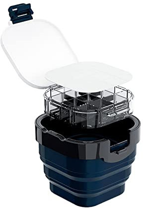 Caja de paleta transparente plegable para acuarela, óleo, acrílico, gouache con tapa (azul)