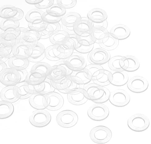 QUARKZMAN M6 Plastica Rotondo Piatto Rondella Guarnizione x 100 pz Nylon Rondella Rotondo Piatto Rondella Guarnizione Guarnizione per Vetro Porta Maniglia, Trasparente