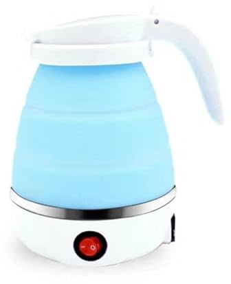 Collapsible Electric Kettle, Portable for Outdoor Travel, 220V Silicone Electric Water Kettle Boiler, Foldable with Separable Power Cord for Outdoor Hiking Camping, Blue