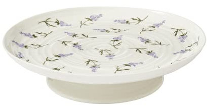 Portmeirion Sophie Conran Lavandula Footed Cake Plate | 12-Inch Porcelain Cake Stand | White Round Dessert Stand | Cupcake Stand for Birthday Parties, Weddings, & Baby Shower