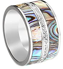 Gualiy Edelstahlring Damen, Freundschaftsring Silber 13MM Ring mit Zirkonia Ring Größe 52 (16.6)