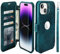 VANAVAGY Compatible with iPhone 15 Wallet Case,Rfid Flip Leather Cover with Wrist Supports Wireless Charging with Card Holder,[Glass Screen Protector and Camera Cover],Midnight Green