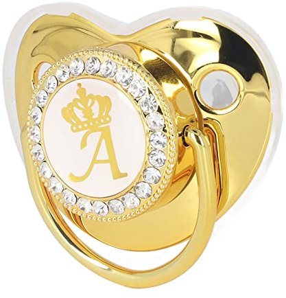 HEEPDD Ciuccio per bambini, portatile, in silicone, moderno, con lettera dorata, e squisiti (lettera a)