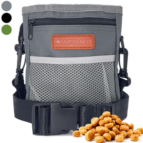 Borsa Porta Snack per Cani, Sacchetto per Addestramento con Dispenser Integrato, Porta Premietti con più Scomparti per Snack, Giocattoli e Telefono – Ideale per Passeggiate e Addestramento, Grigio