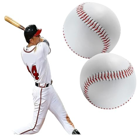 LNGJIN 2 stycken baseballboll, handsydbaseball, mjuka baseballs, 20 cm Basebollar, PU softbasebollar, träningsbaseboll bollar, softboll, för vuxna och tonåringar