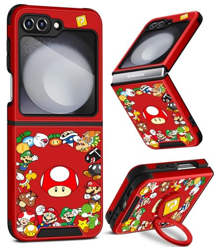 Oqplog for Z Flip 5 Case Cute Cartoon Case for Samsung Flip 5 with Ring Holder for Women Girly Funny Trendy Unique Fashion Galaxy Z Flip 5 Phone Case for Samsung Galaxy Z Flip 5, Mushroom Maliao