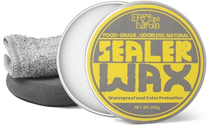 BOOWAN NICOLE 200ML Jesmonite Wax Lebensmittelechtes Beton Gips Stein Versiegelungs Wachs Wasserfestes Wachs Set Zementarbeiten Carnaubawachs mit Tüchern für Handgefertigte Fertigkeiten