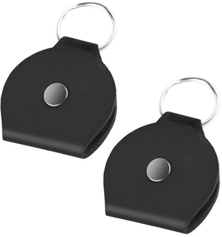 WLLHYF 2 Stück Leder-Schlüsselanhänger-Ringhalter, Schmuck-Reisetasche Ringaufbewahrungsbox Ohrhaken Flache Tasche Münztasche für Workout, Fitnessstudio (Schwarz)