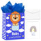 Geschenktüte Groß Geschenktaschen Baby Mit Geschenkkarte Und Seidenpapier Geschenktüte Baby Mädchen Rosa Geschenktaschen-13'' (1 x Blauer Löwe)