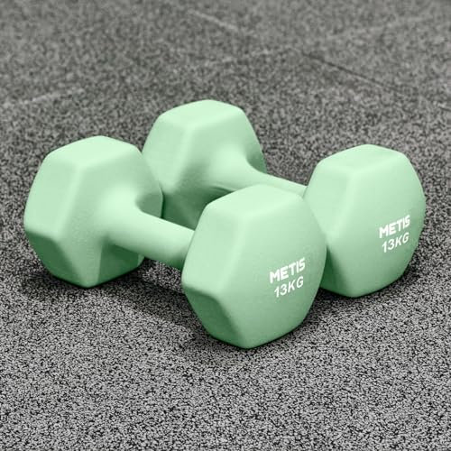 METIS Neopren Hex Hanteln Set - Verschiedene Größe | 0,5kg -16kg | Kurzhanteln zu Hause (13kg)